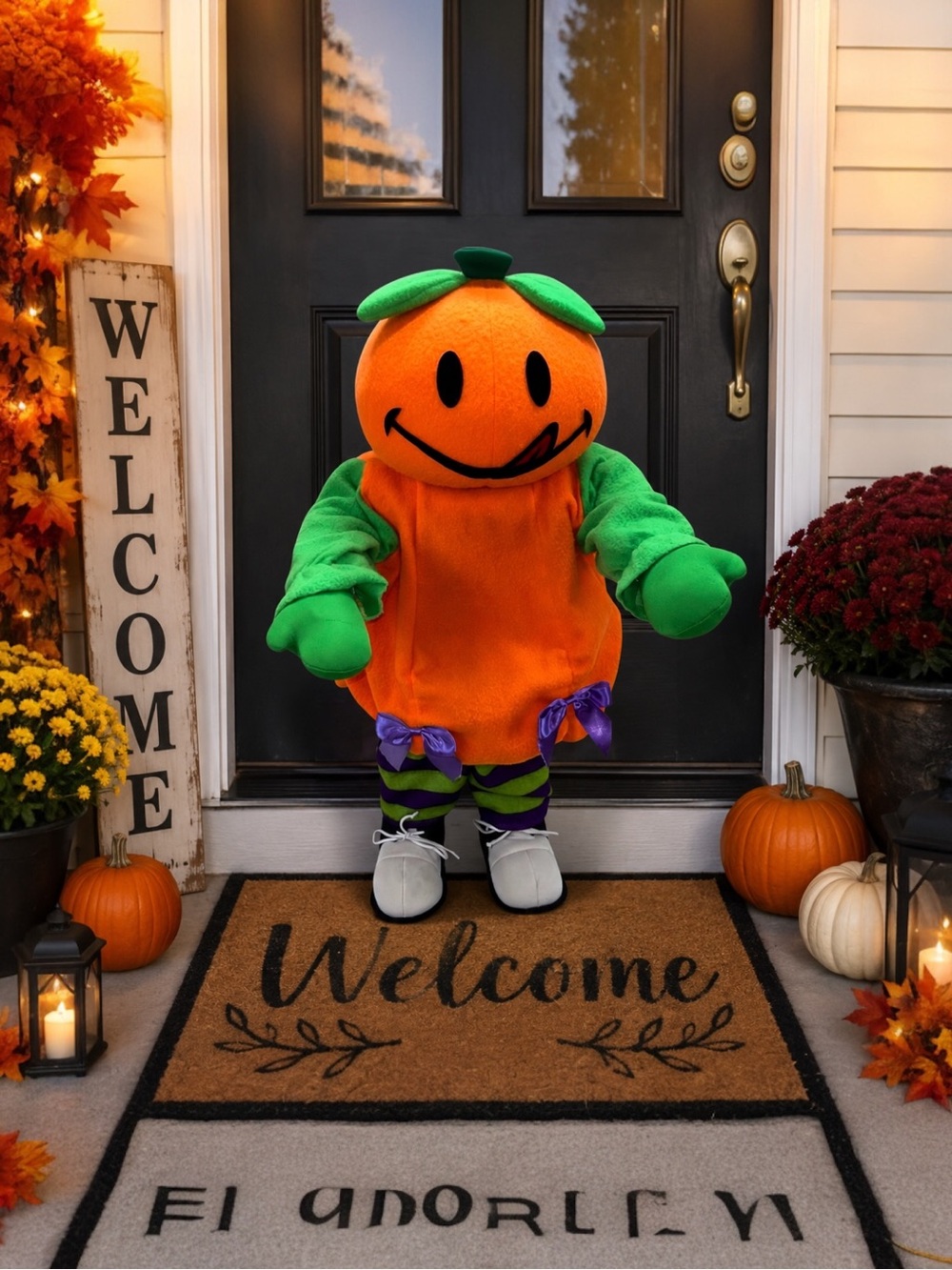 Joe Boxer 27” Pumpkin Porch Greeter Halloween Decor Spooky Stoop Kids Posable